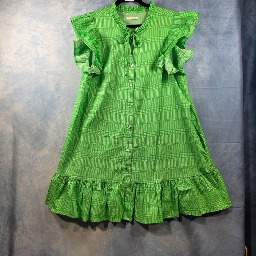 Green Ruffle-Trim Mini Dress